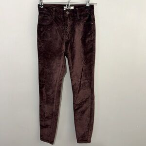 Free‎ People Brown Velvet High Rise Skinny Jeans Size 24 Y2K Trendy Retro